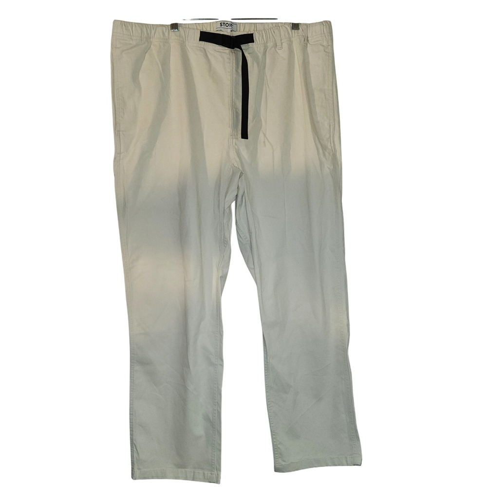 STOIC XXL Beige Cotton Blend Casual Pants Trousers With Belt Menswear